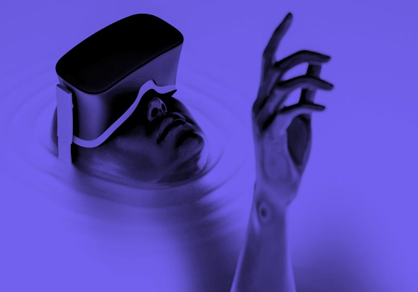 Concept image of a relaxed person using immersive meditation technology